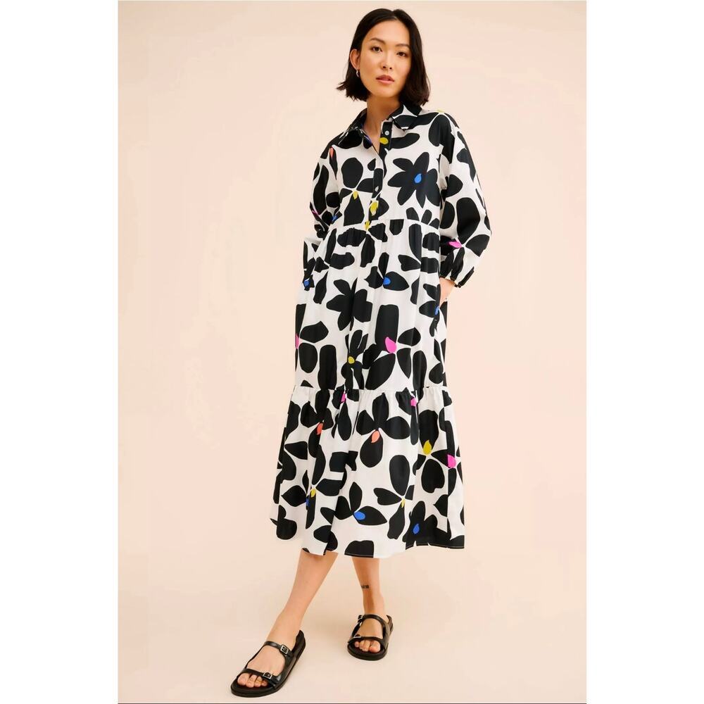 Maeve x Anthropologie The Bettina Tiered Shirt Cotton Dress. Size S. Ret. $148
